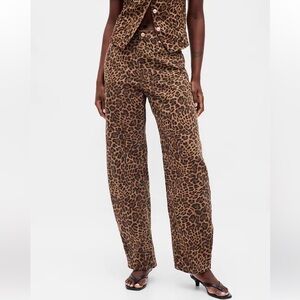 GAP High Rise Barrel Jeans 28 Tall Leopard Brown NWT